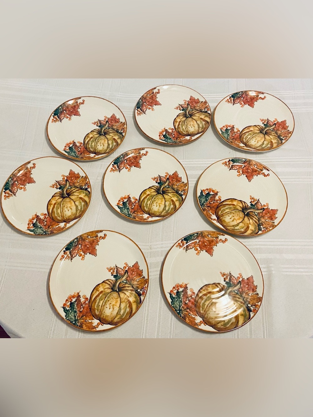 ARTIMINO Made in Italy- Pumpkin Ceramic Plates - Set of 8. No chips/cracks